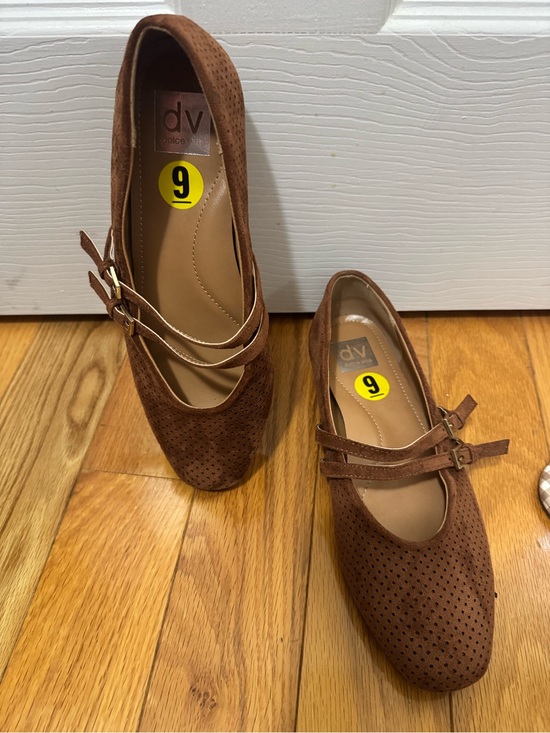 DV by Dolce Vita Shoes - DV by Dolce Vita Brown Suede Mary Jane Flats with Double Strap